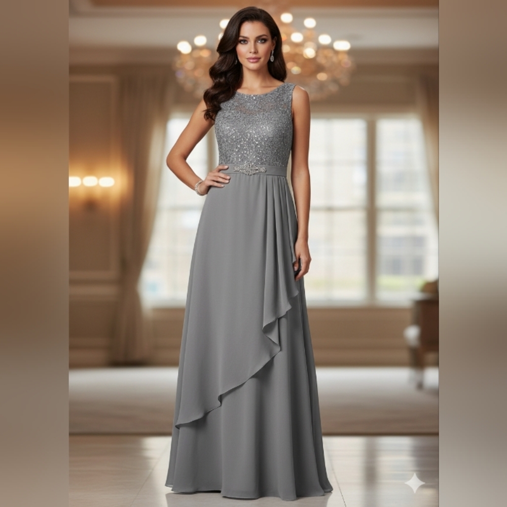 Jessica Howard Silver Embellished Maxi Dress